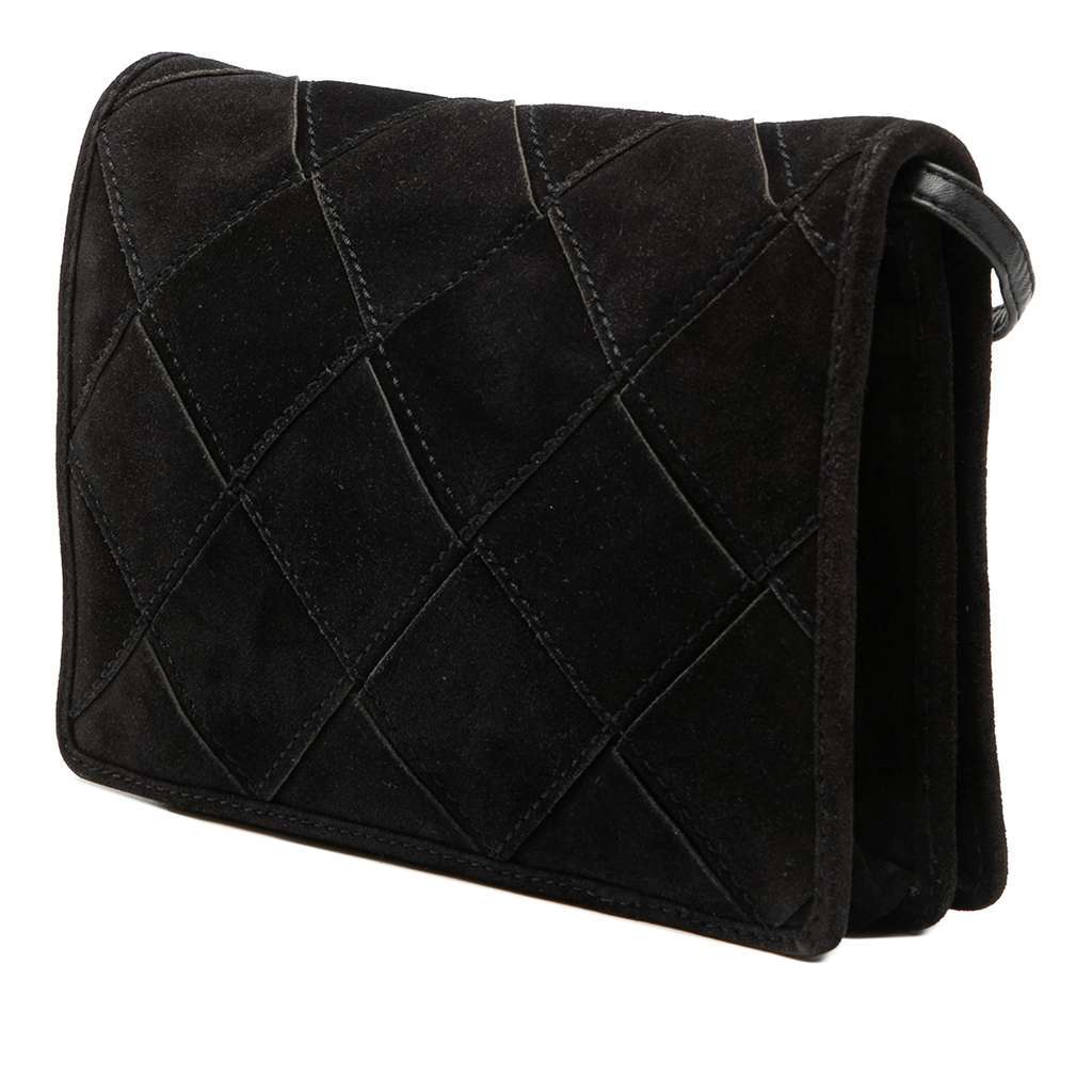 Bottega Veneta Suede Intrecciato Crossbody Black Leather Very good condition - Back View