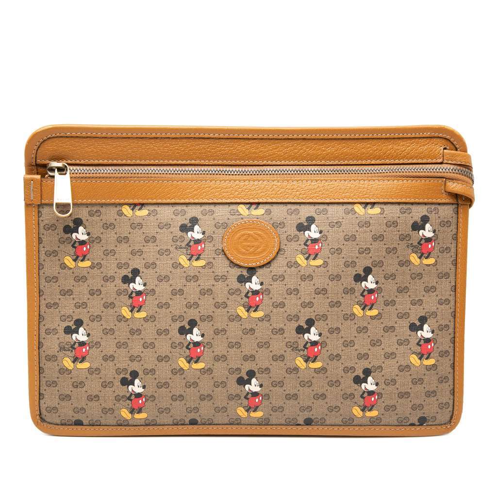 Gucci Disney Micro GG Supreme Mickey Mouse Clutch Brown Canvas Very good - Front View