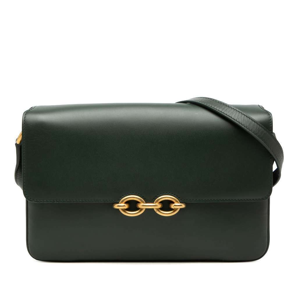 Saint Laurent Smooth Calfskin Le Maillon Crossbody Green Leather Very good condition - Front View