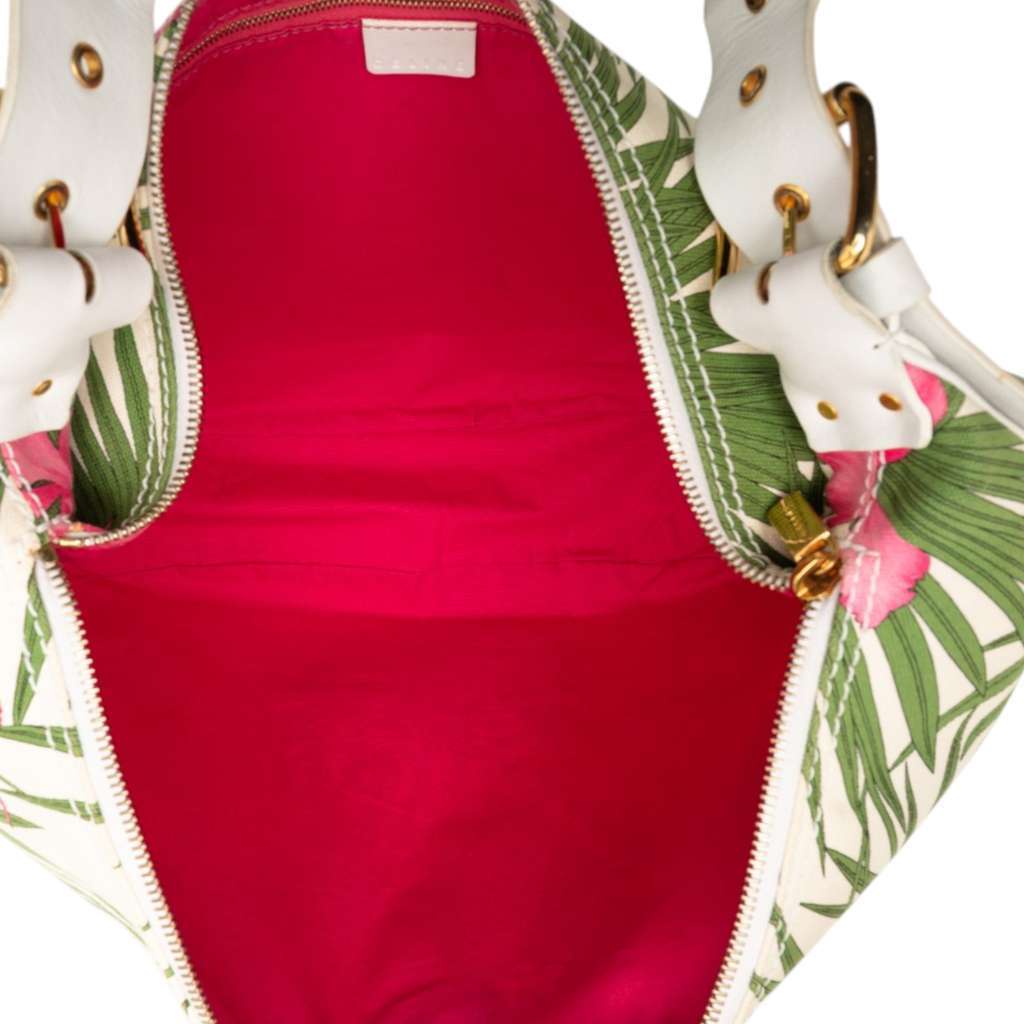 Celine Floral Printed Canvas Crossbody White Canvas Very good condition - Model View