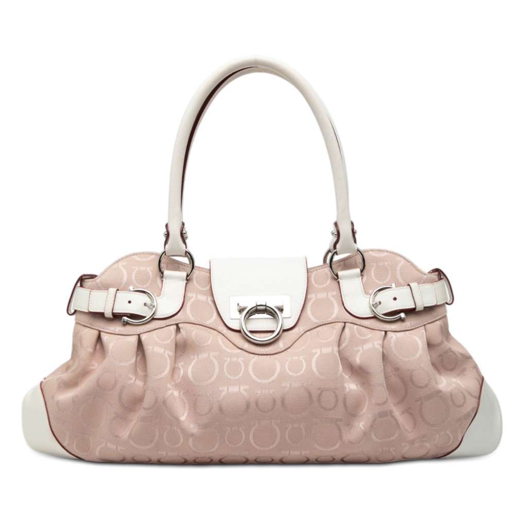 Salvatore Ferragamo Gancini Canvas Marisa Handbag Pink Canvas Very good condition - Front View