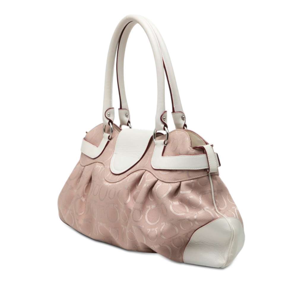 Salvatore Ferragamo Gancini Canvas Marisa Handbag Pink Canvas Very good condition - Back View