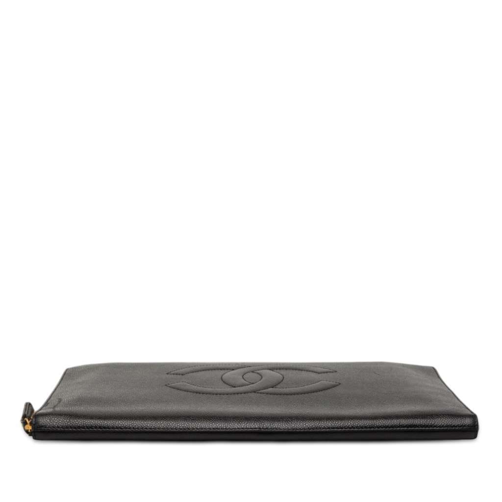 Chanel CC Caviar Documents Portfolio Clutch Black Leather Very good condition - Inside View