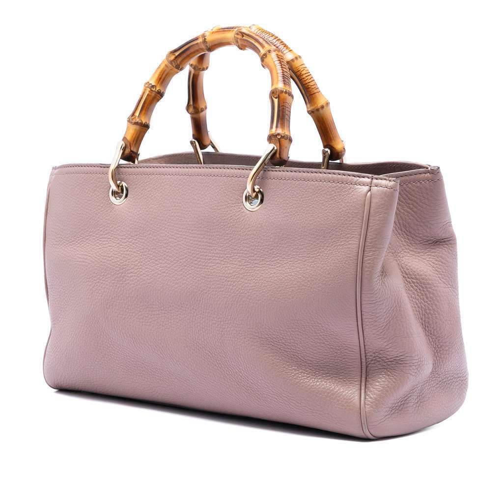 Gucci Medium Calfskin Bamboo Shopper Satchel Pink Leather Very good condition - Back View
