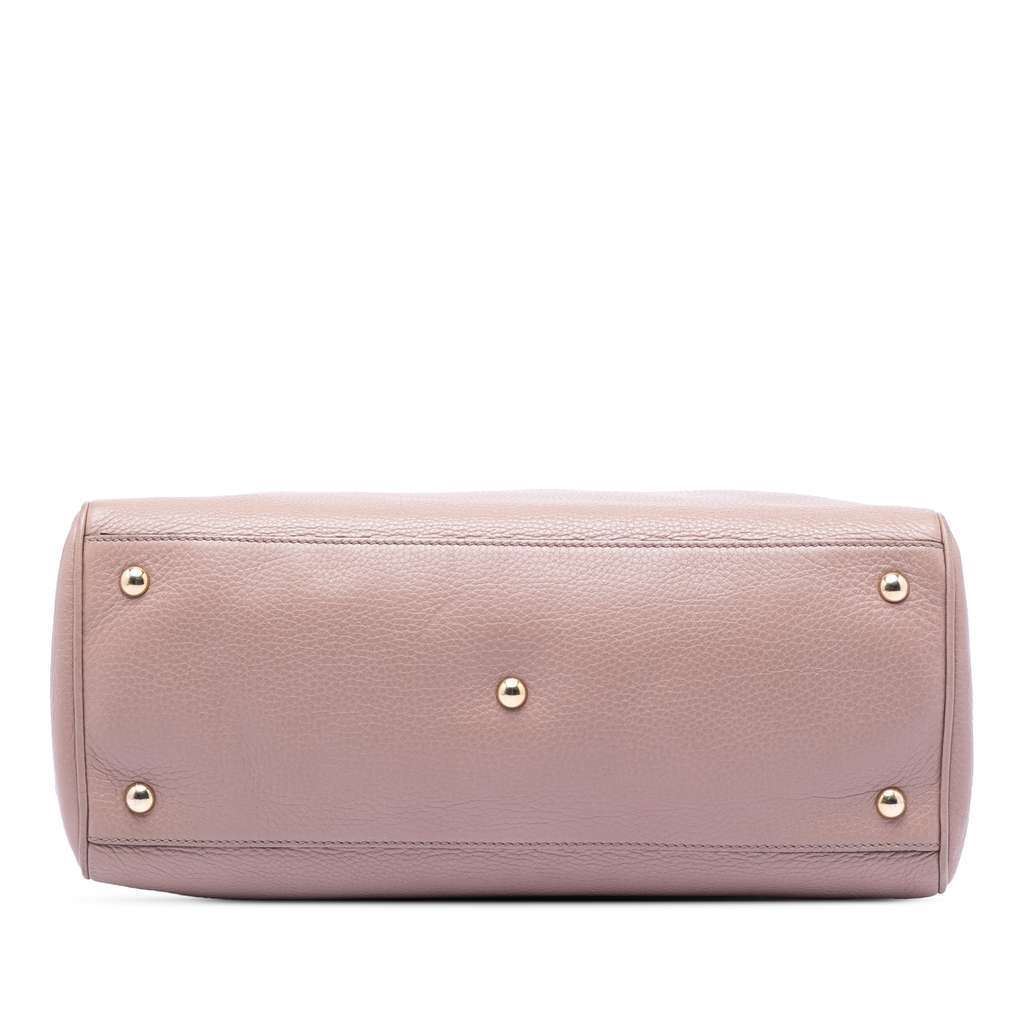 Gucci Medium Calfskin Bamboo Shopper Satchel Pink Leather Very good condition - Inside View