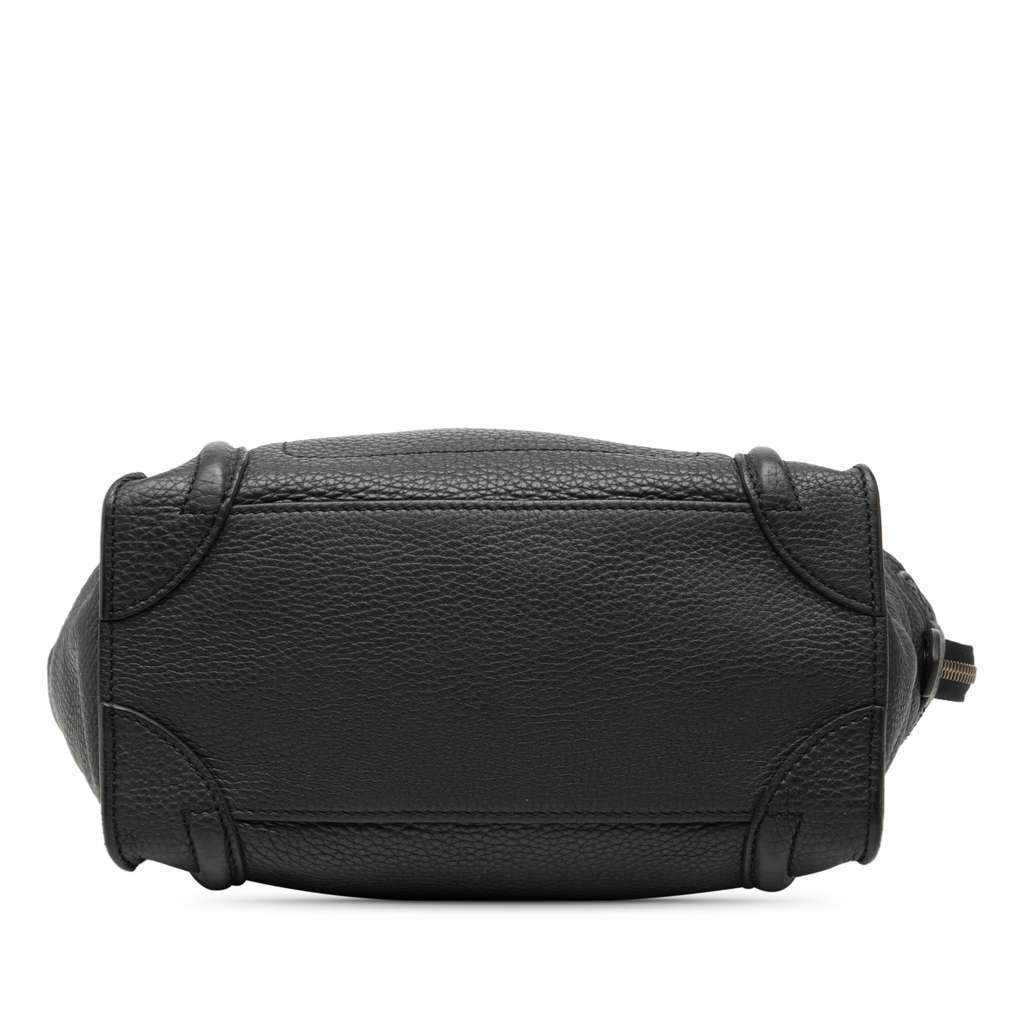 Celine Micro Drummed Calfskin Luggage Tote Black Leather Very good condition - Inside View