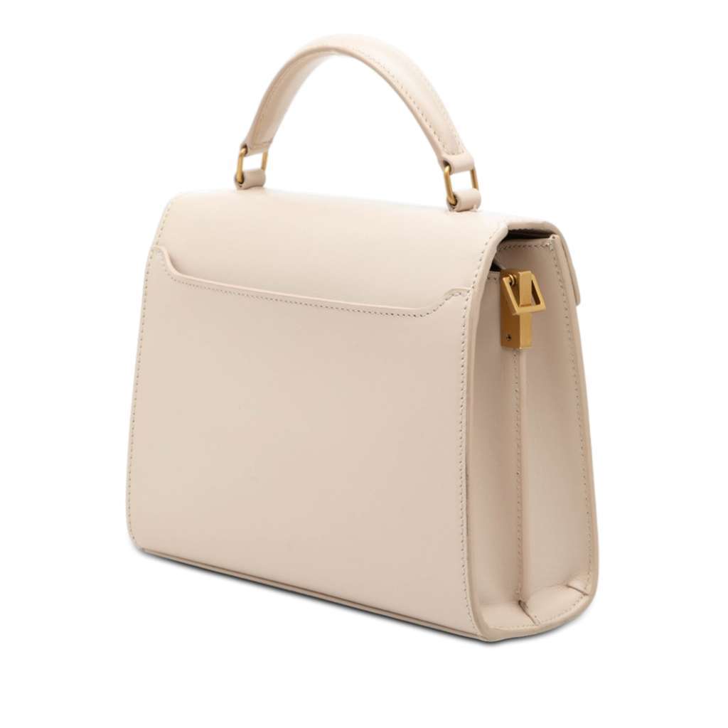 Saint Laurent Mini Suede and Calfskin Cassandra Top Handle Bag Beige Leather Very good condition - Back View
