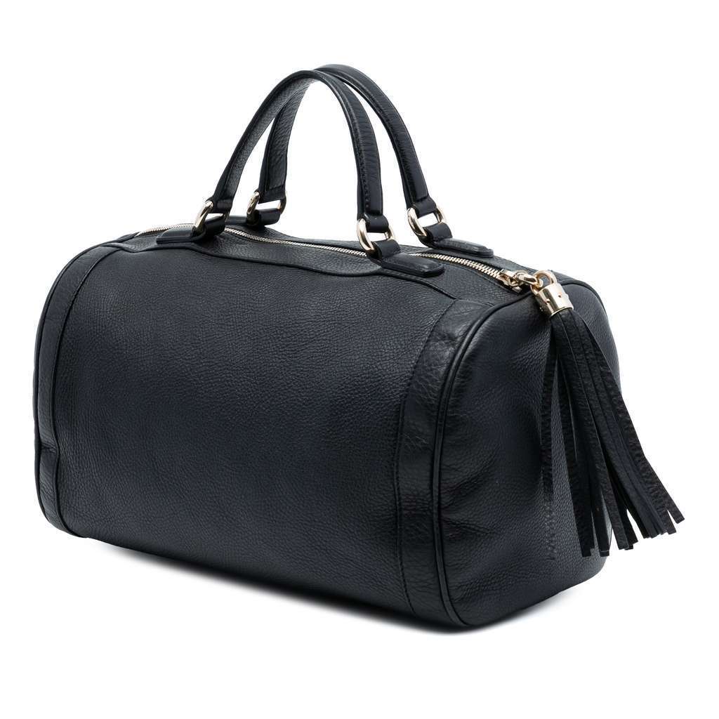 Gucci Medium Pebbled Calfskin Soho Boston Bag Black Leather Very good condition - Back View
