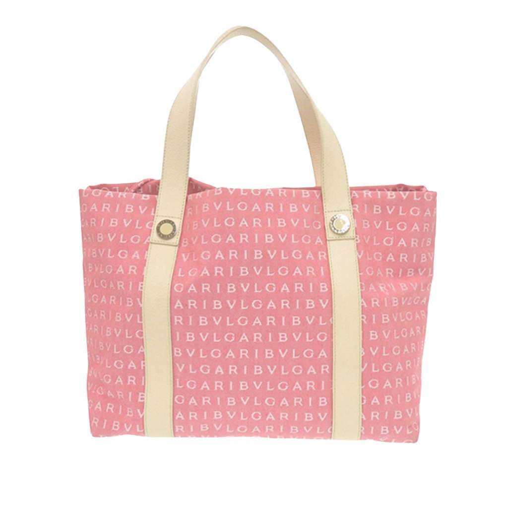Bvlgari Logomania Canvas Tote Pink Canvas Very good condition - Front View