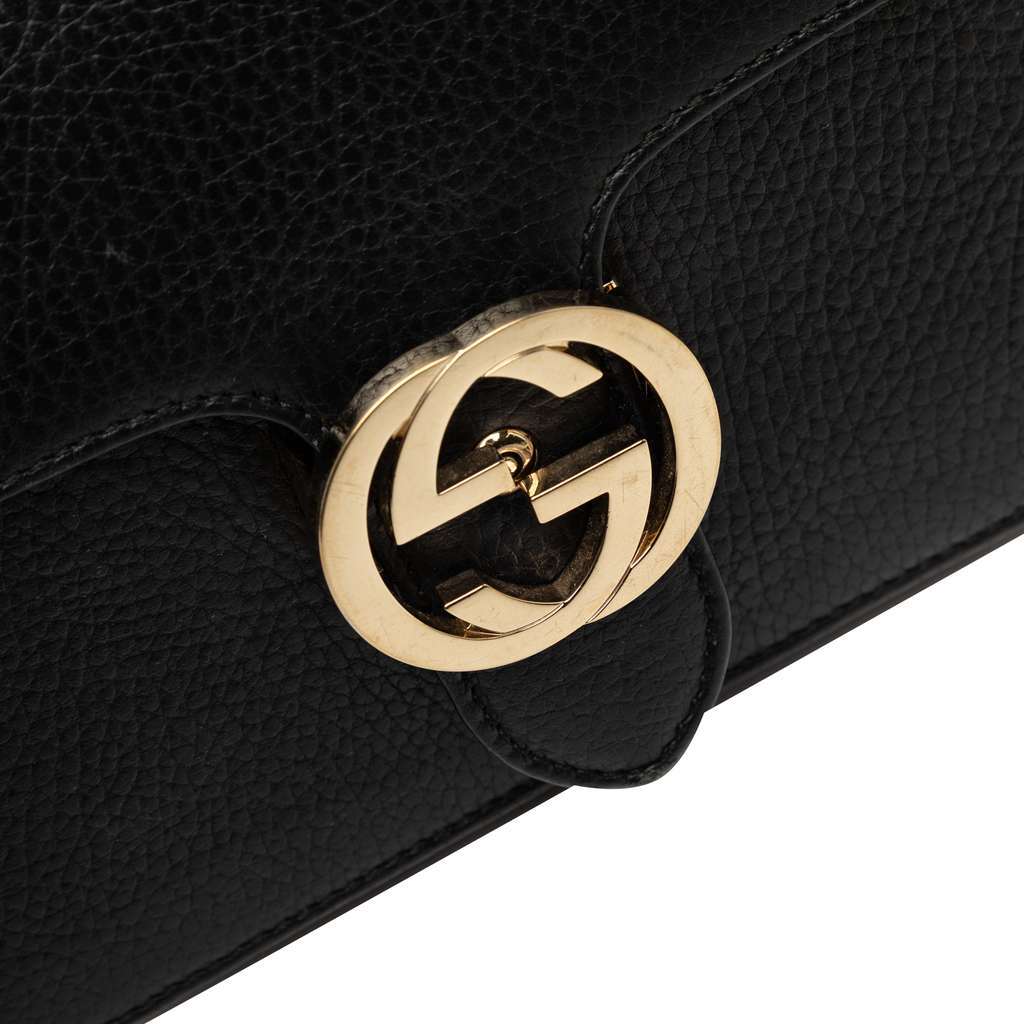 Gucci Small Dollar Calfskin Interlocking G Crossbody Black Leather Very good condition - Box View