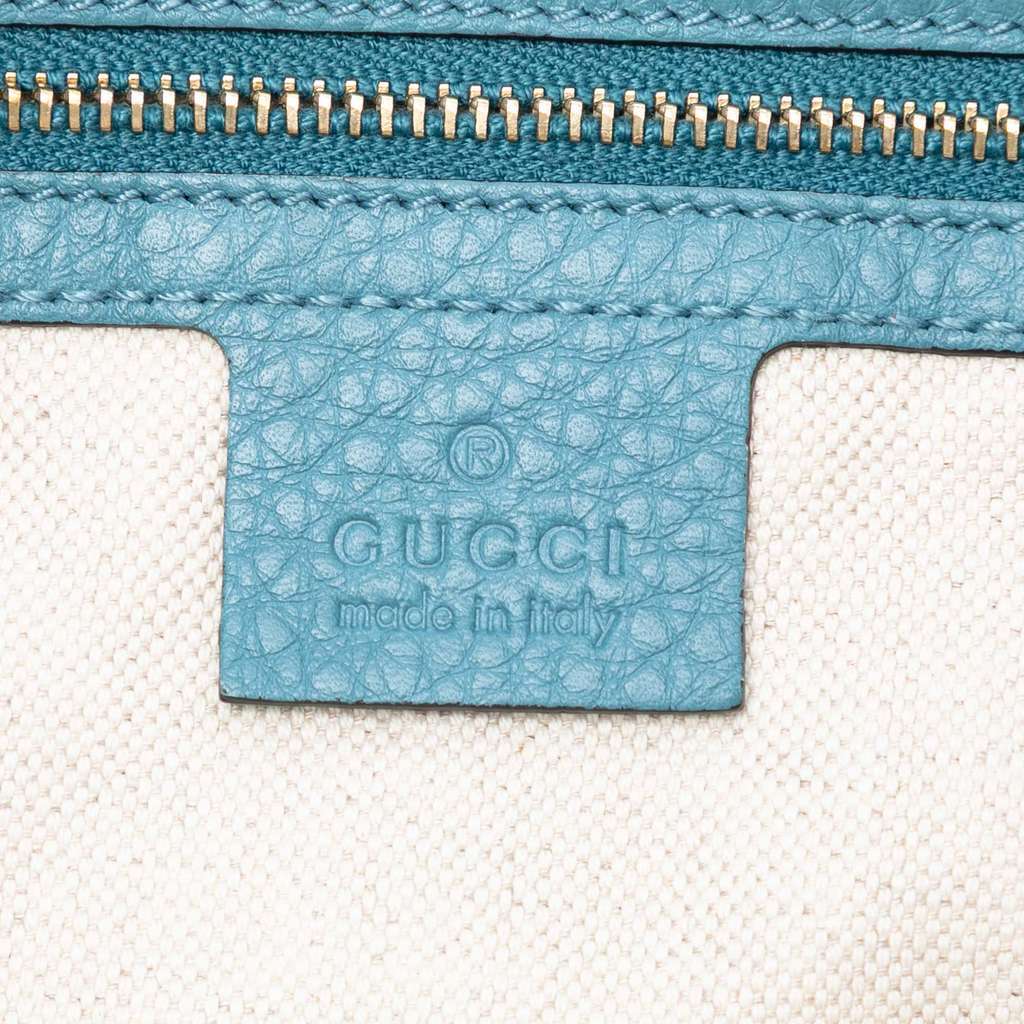 Gucci Tall Leather Bamboo Shopper Tote Blue Leather Very good condition - Box View