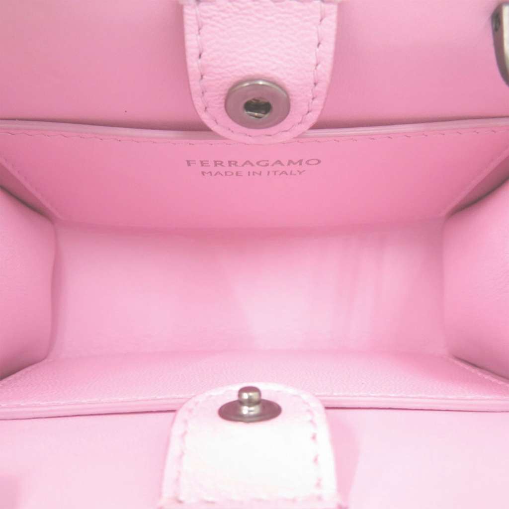 Salvatore Ferragamo Mini Brushed Calfskin Wanda Top Handle Bag Pink Leather Very good condition - Model View