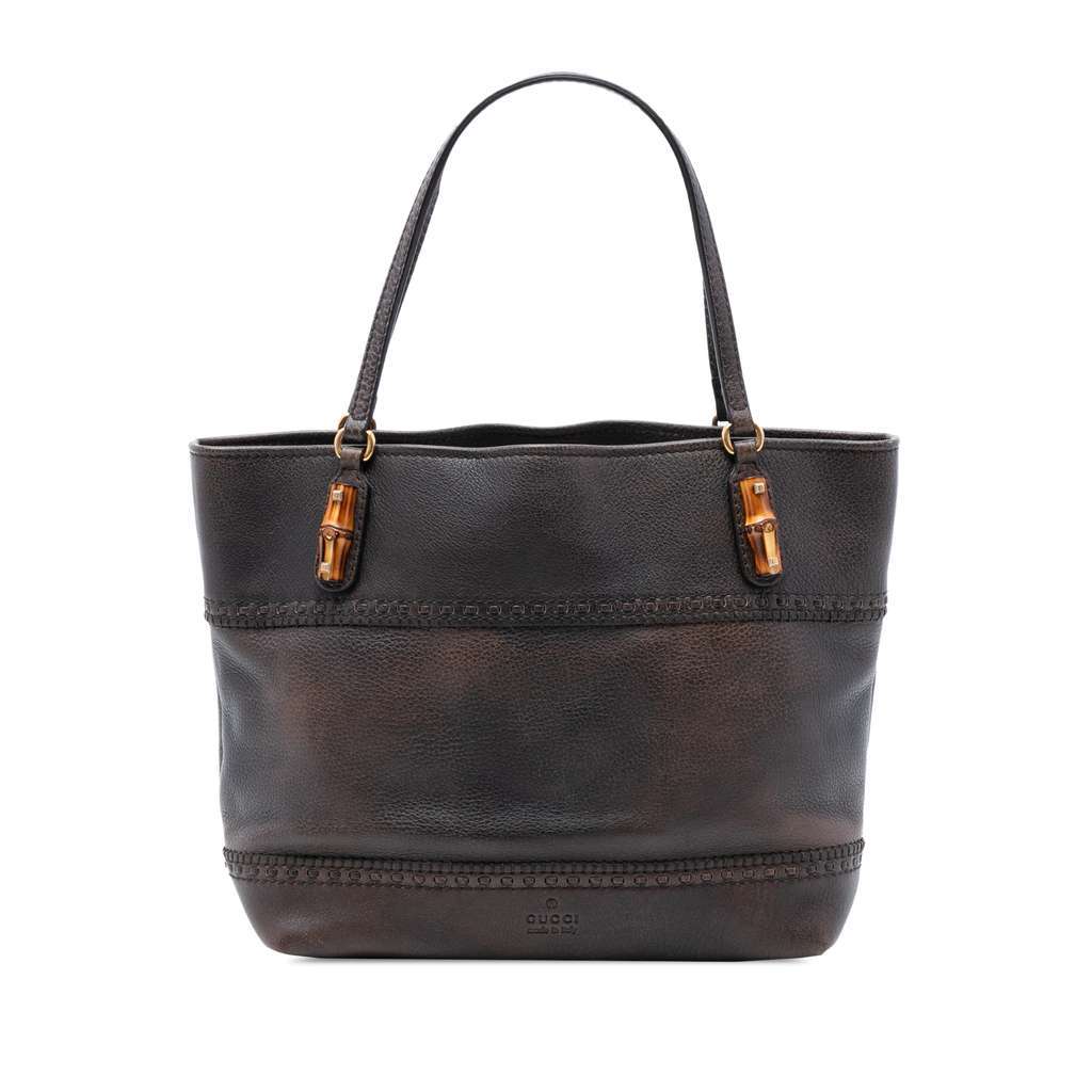 Gucci Leather Laidback Crafty Tote Brown Leather Very good - Front View