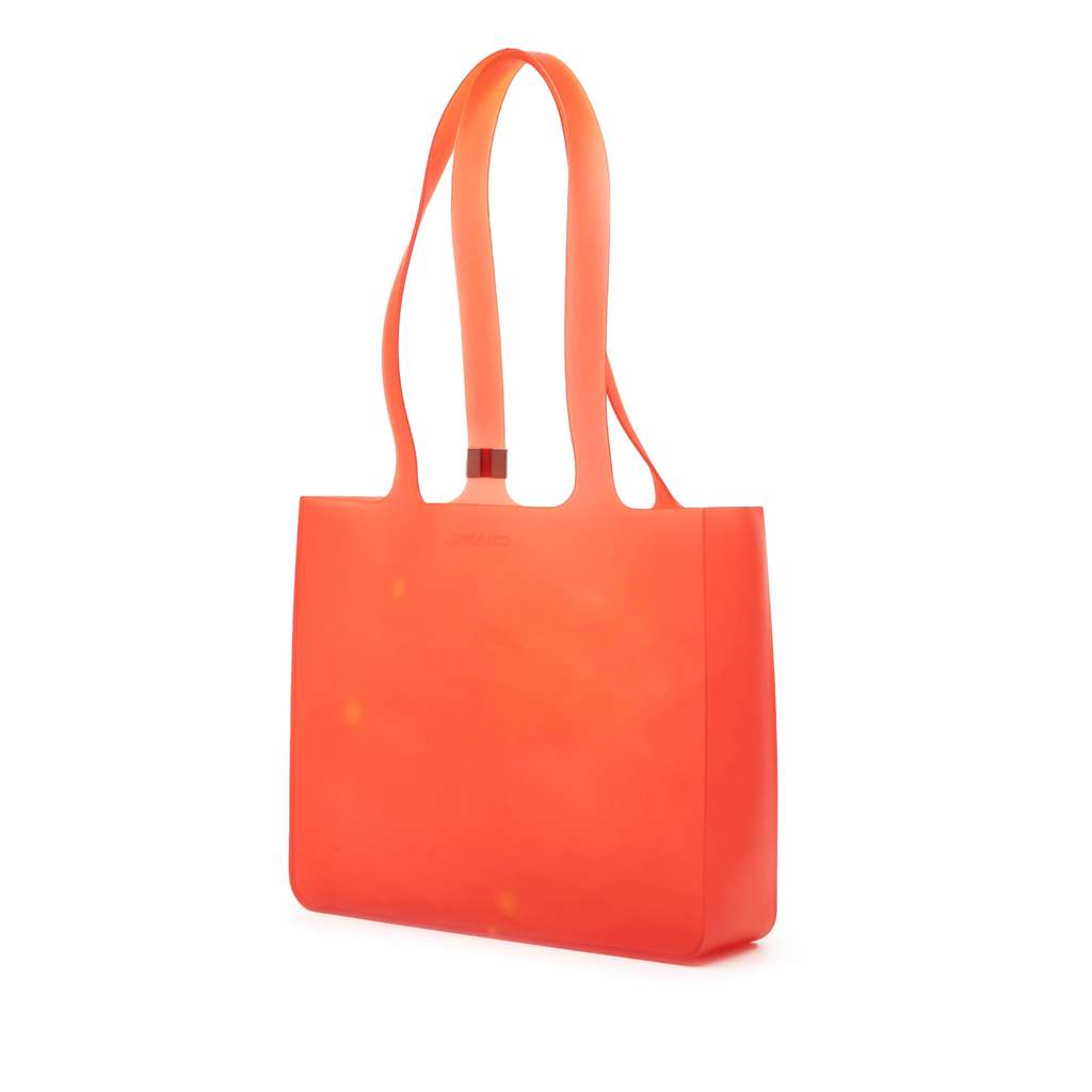 Chanel Rubber Logo Jelly Tote Orange Good - Back View