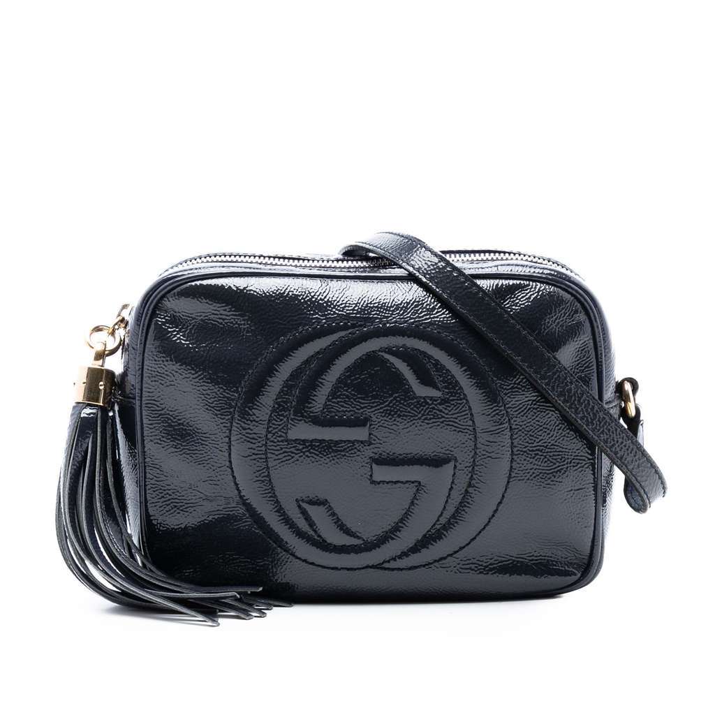 Gucci Patent Soho Disco Crossbody Blue Leather Very good - Front View