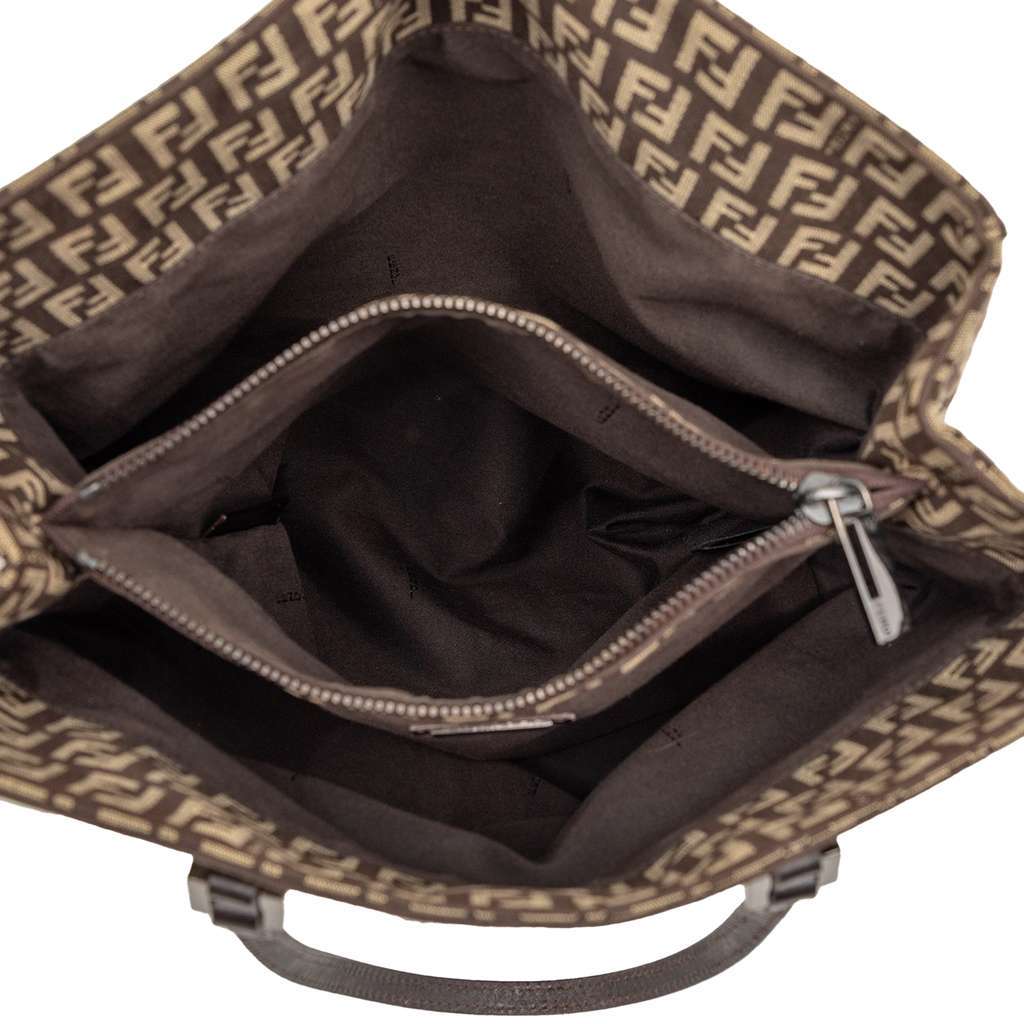 Fendi Zucchino Canvas Tote Brown Canvas Very good - Model View