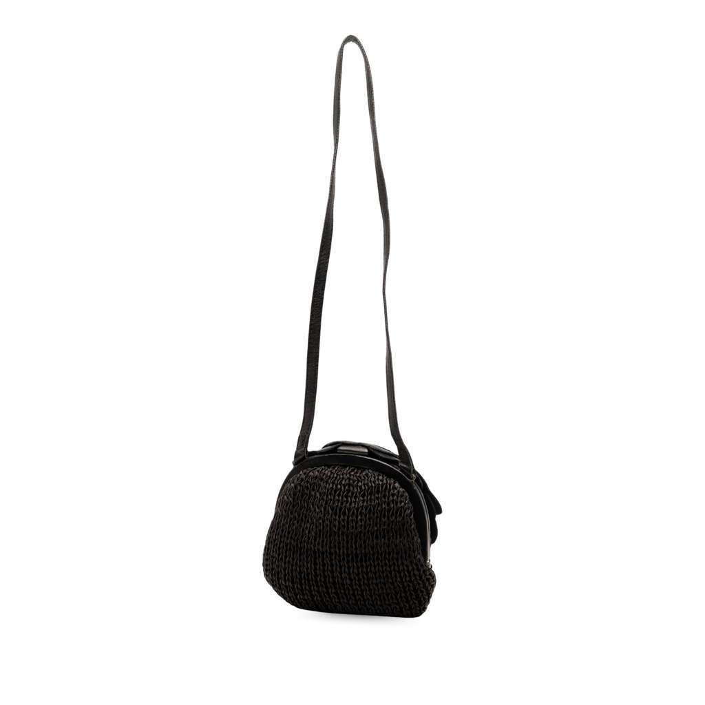 Bottega Veneta Woven Leather Floral Shoulder Bag Black Leather Very good condition - Back View