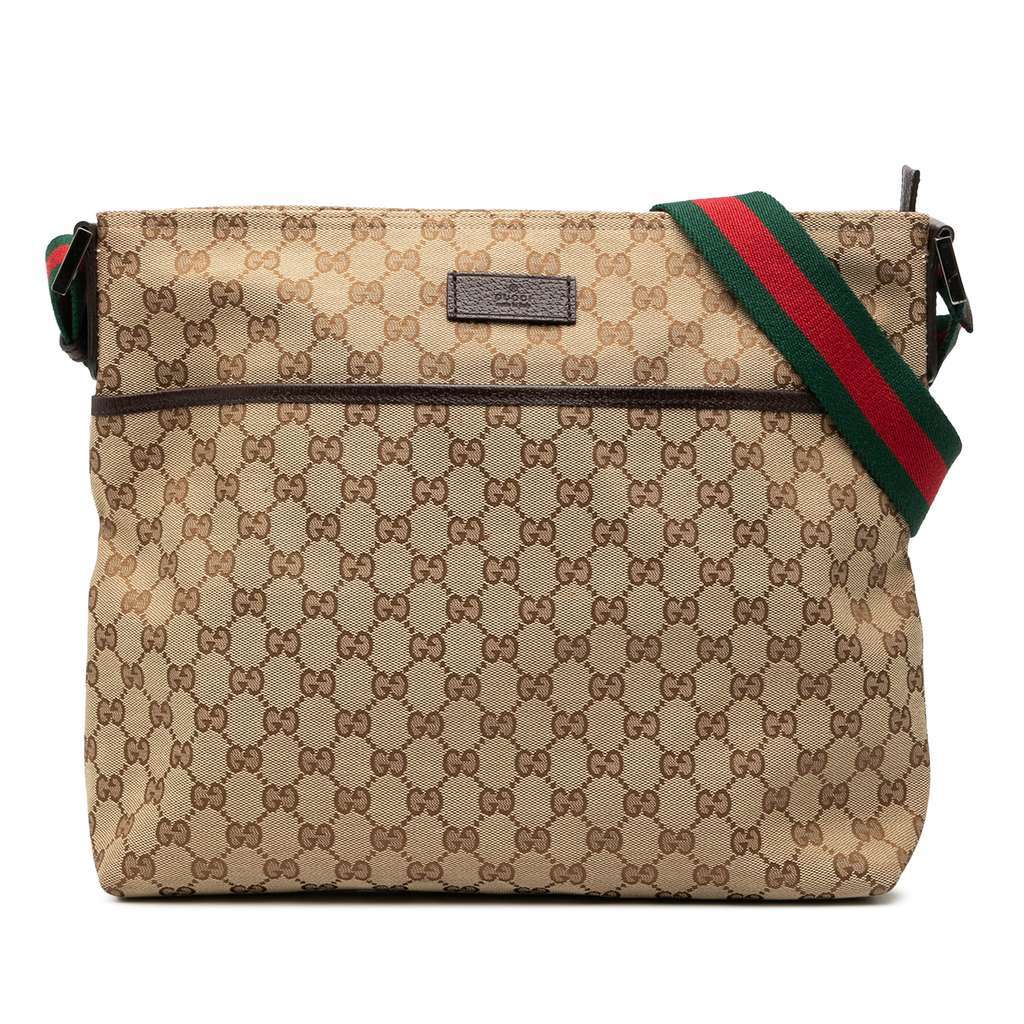 Gucci GG Canvas Web Crossbody Beige Very good - Front View