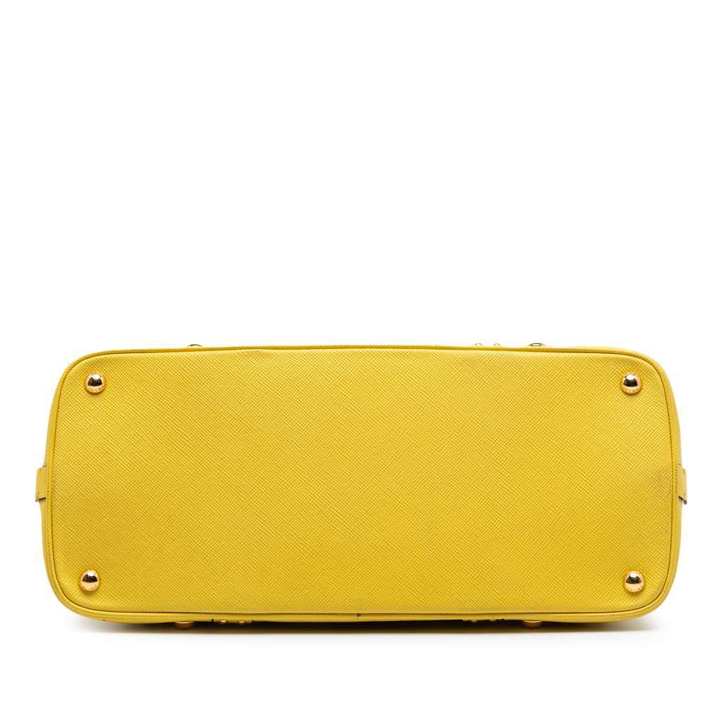 Prada Studded Saffiano Cuir Promenade Satchel Yellow Leather Very good condition - Inside View