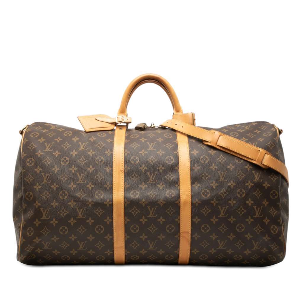Louis Vuitton Monogram Keepall Bandouliere 60 Brown Good - Front View