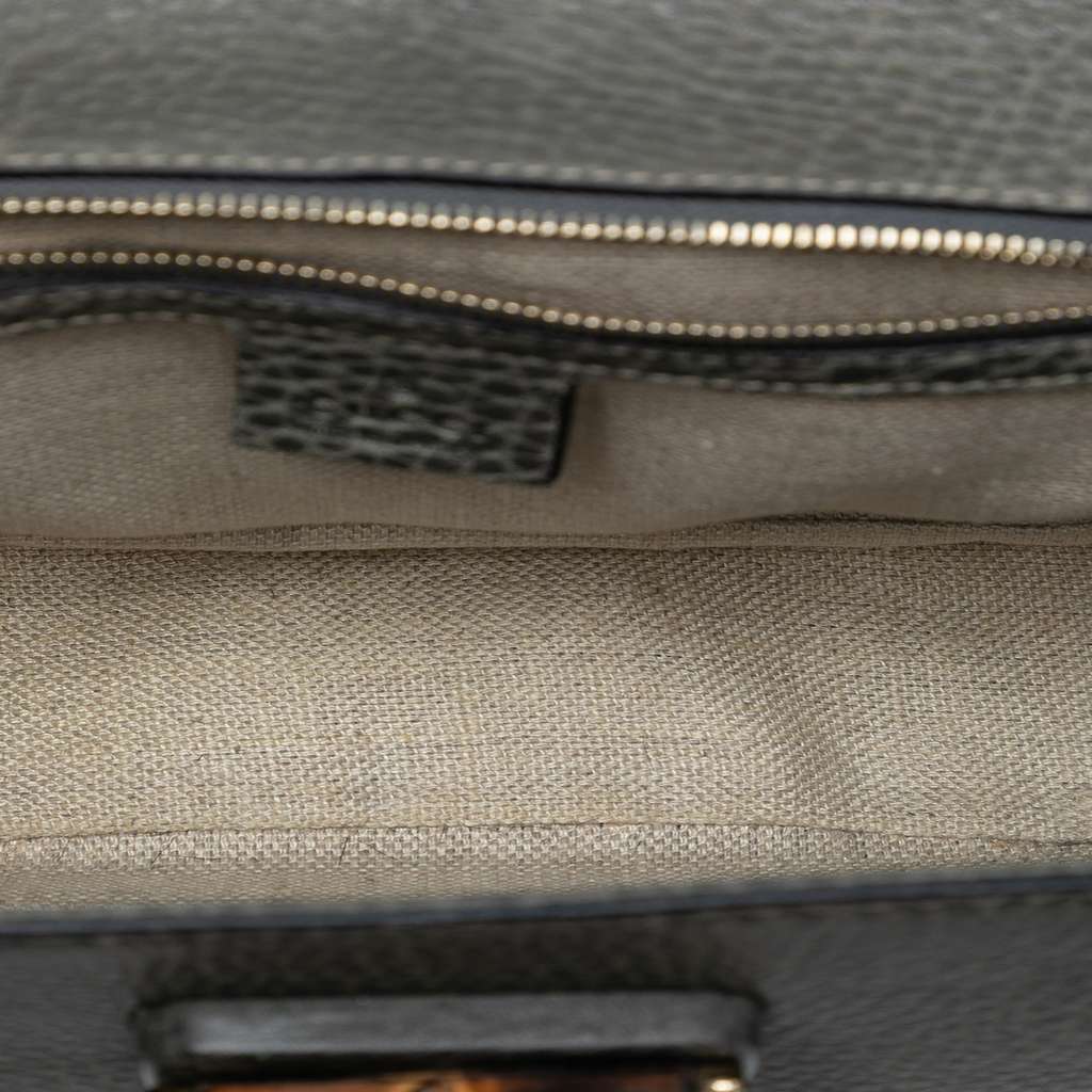 Gucci Medium Calfskin New Bamboo Top Handle Bag Grey Leather Very good - Model View