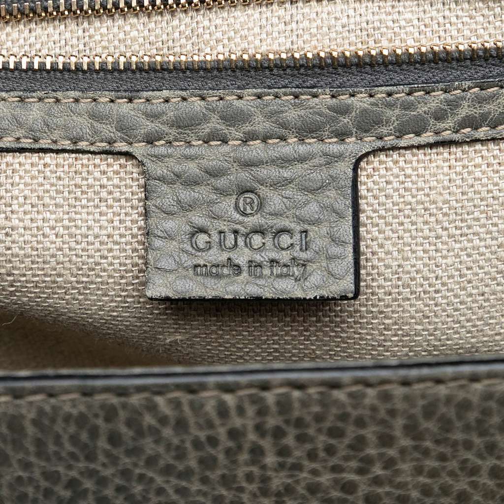 Gucci Medium Calfskin New Bamboo Top Handle Bag Grey Leather Very good - Box View