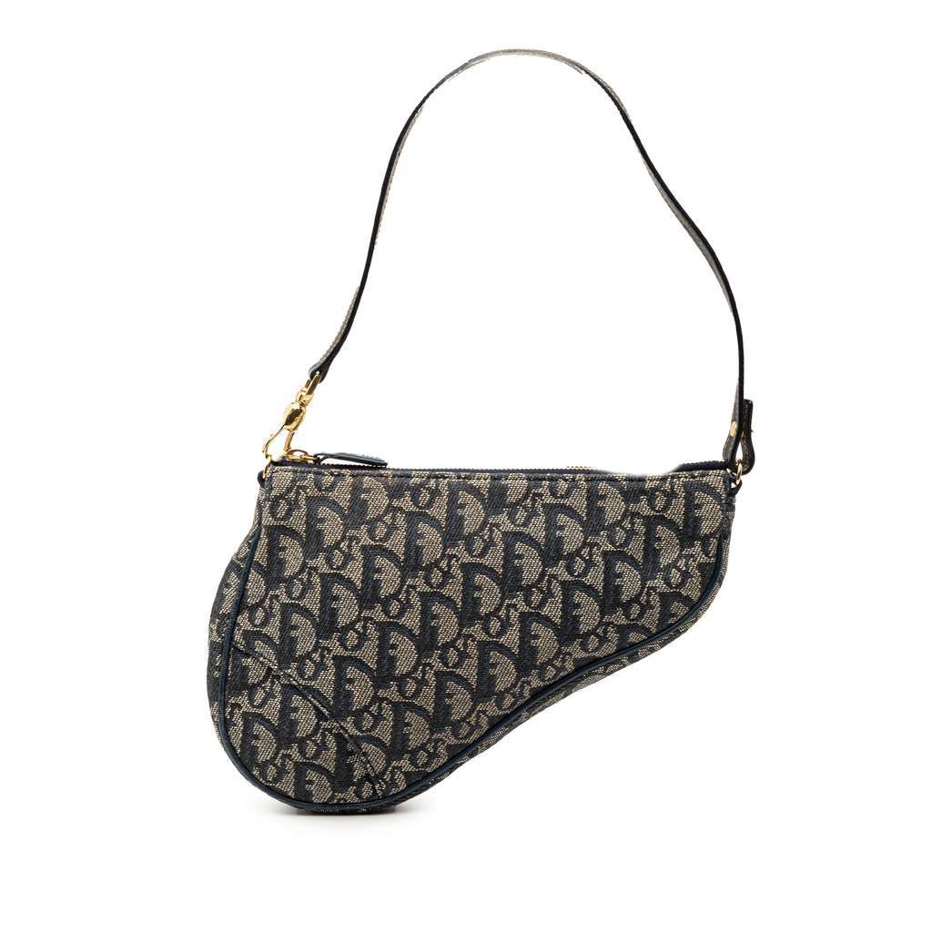 Dior Mini Diorissimo Canvas Saddle Pochette Blue Canvas Very good - Front View