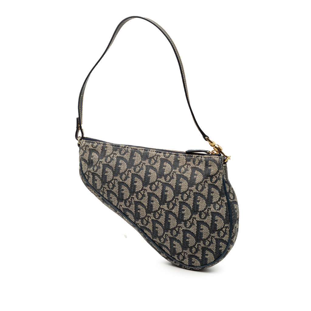 Dior Mini Diorissimo Canvas Saddle Pochette Blue Canvas Very good - Back View