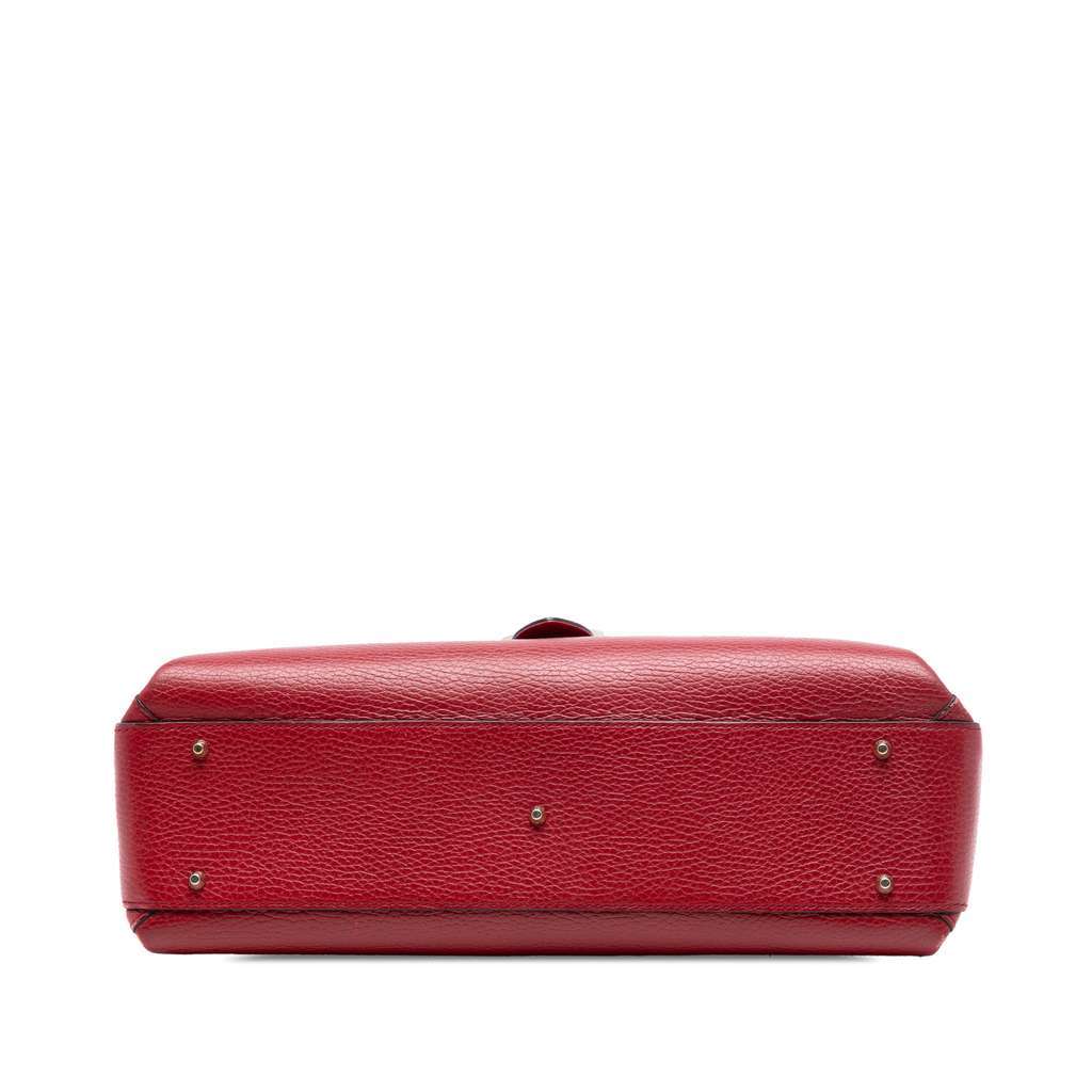 Gucci Medium Dollar Calf Interlocking G Satchel Red Leather Very good - Inside View