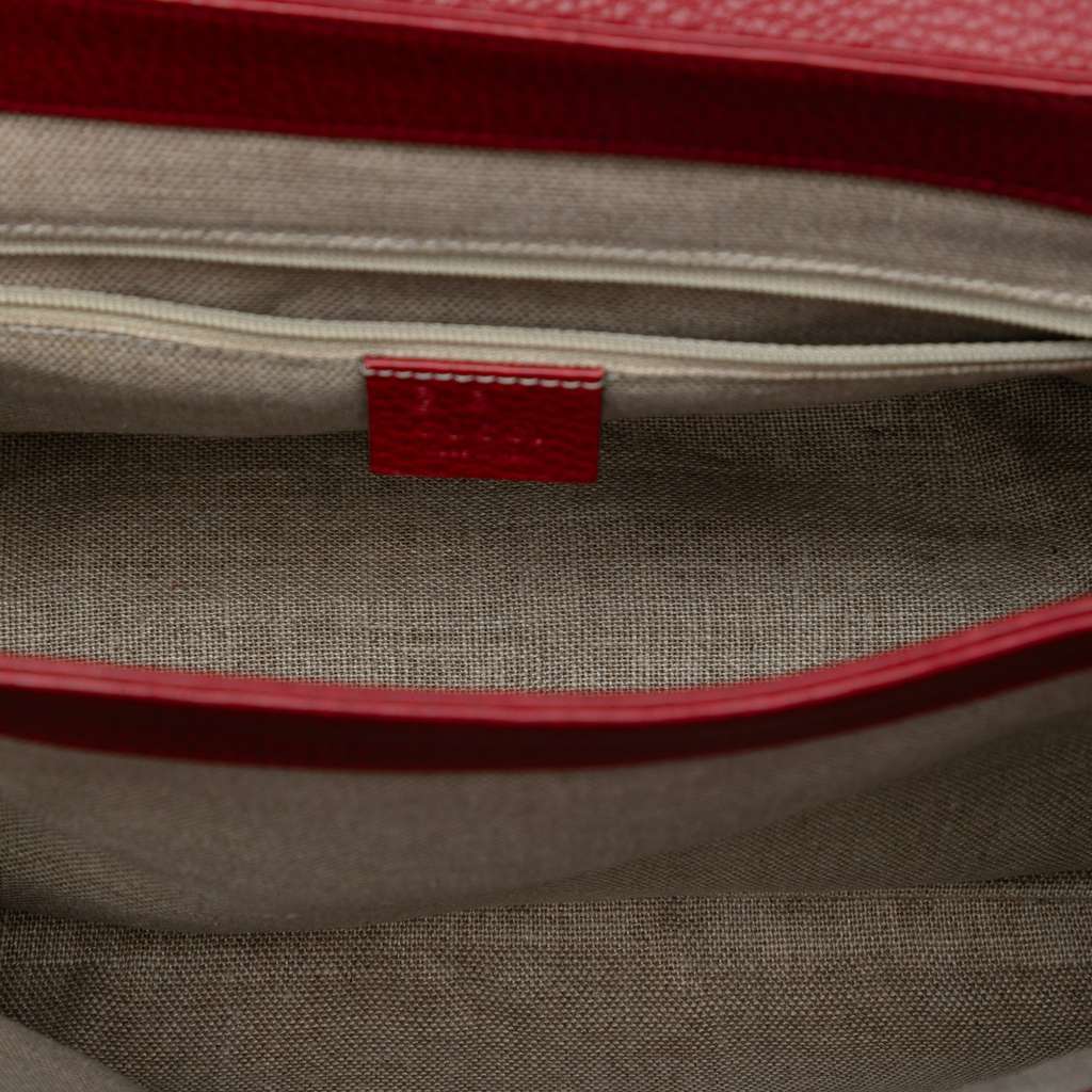 Gucci Medium Dollar Calf Interlocking G Satchel Red Leather Very good - Model View