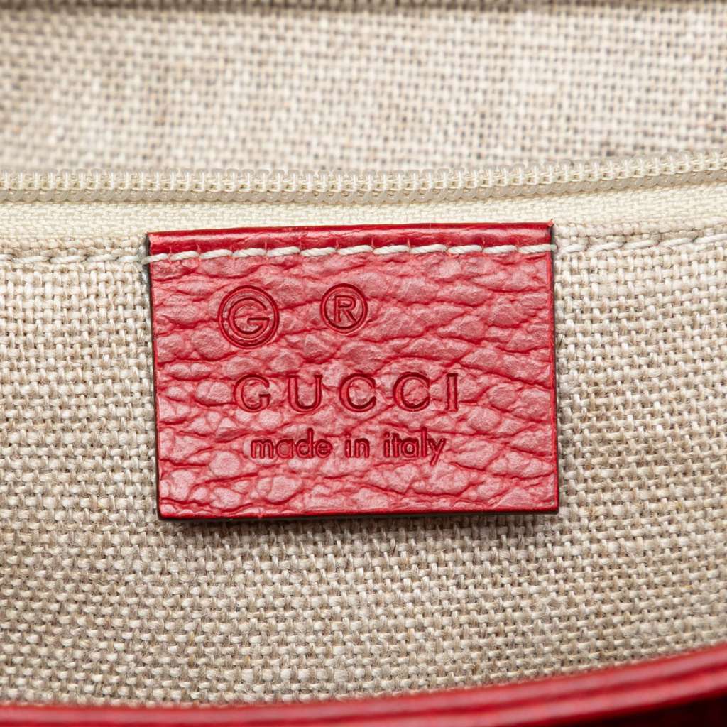Gucci Medium Dollar Calf Interlocking G Satchel Red Leather Very good - Box View