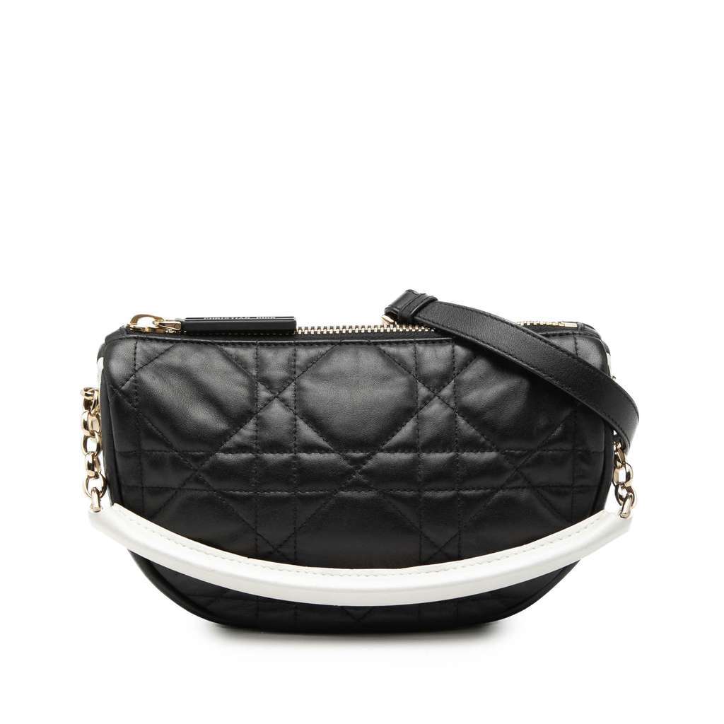 Dior Small Lambskin Cannage Dior Vibe Hobo Black Leather Very good - Front View