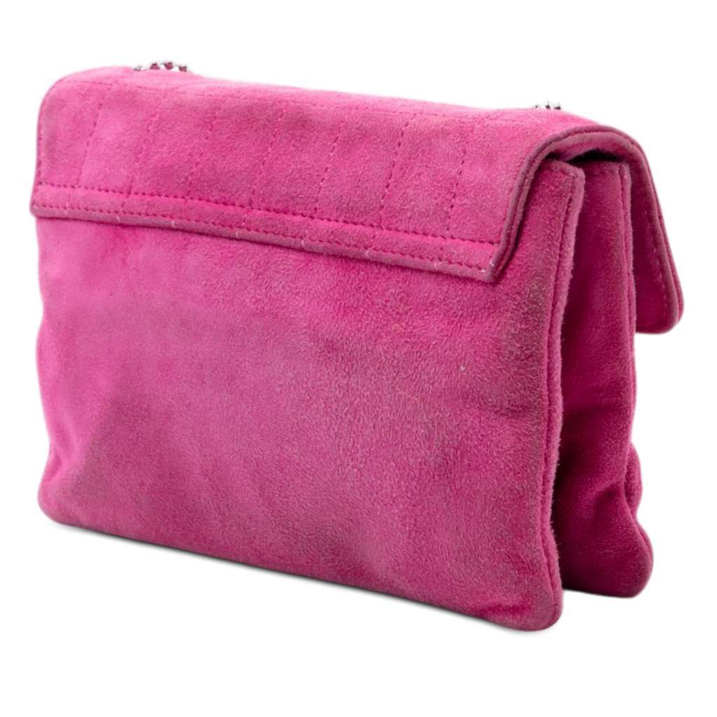 Chanel CC Choco Bar Suede Beaded Chain Flap Pink Leather Very good condition - Back View