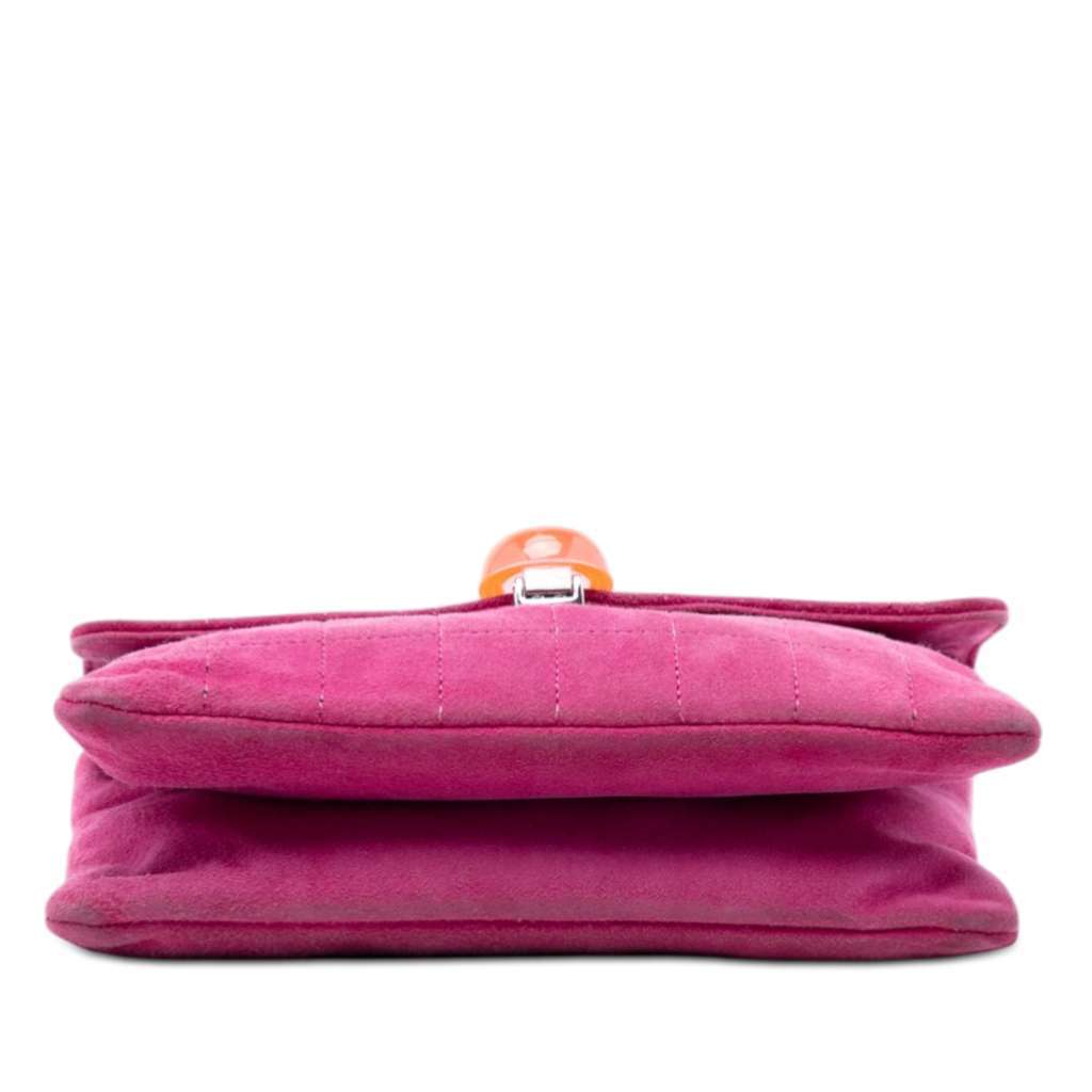 Chanel CC Choco Bar Suede Beaded Chain Flap Pink Leather Very good condition - Inside View