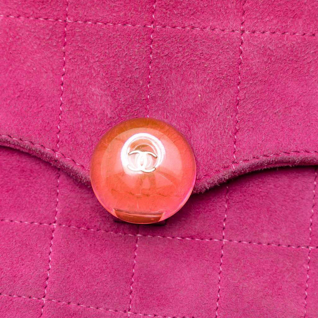Chanel CC Choco Bar Suede Beaded Chain Flap Pink Leather Very good condition - Box View