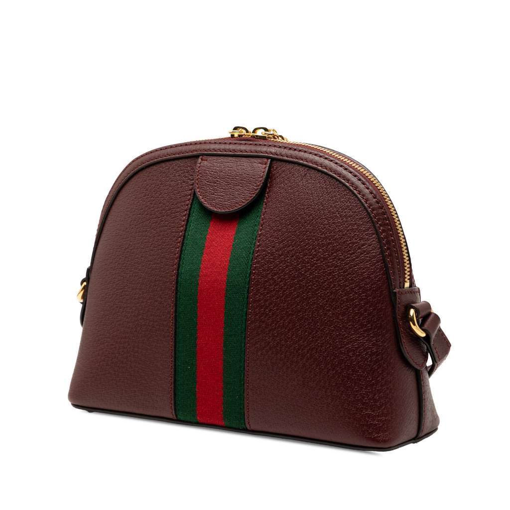 Gucci Small Calfskin Web Ophidia Dome Crossbody Red Leather Very good condition - Back View