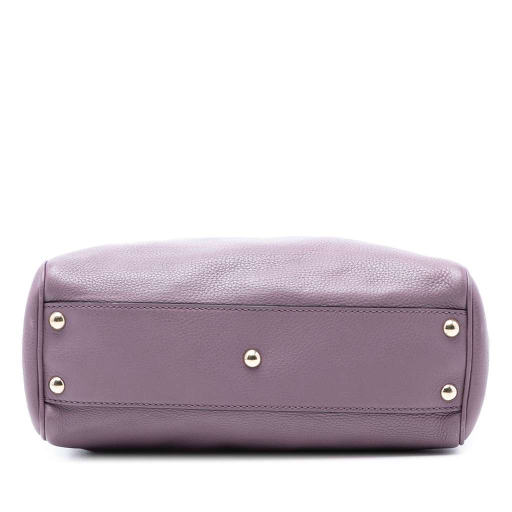 Gucci Small Calfskin Bamboo Shopper Satchel Purple Leather Very good condition - Inside View