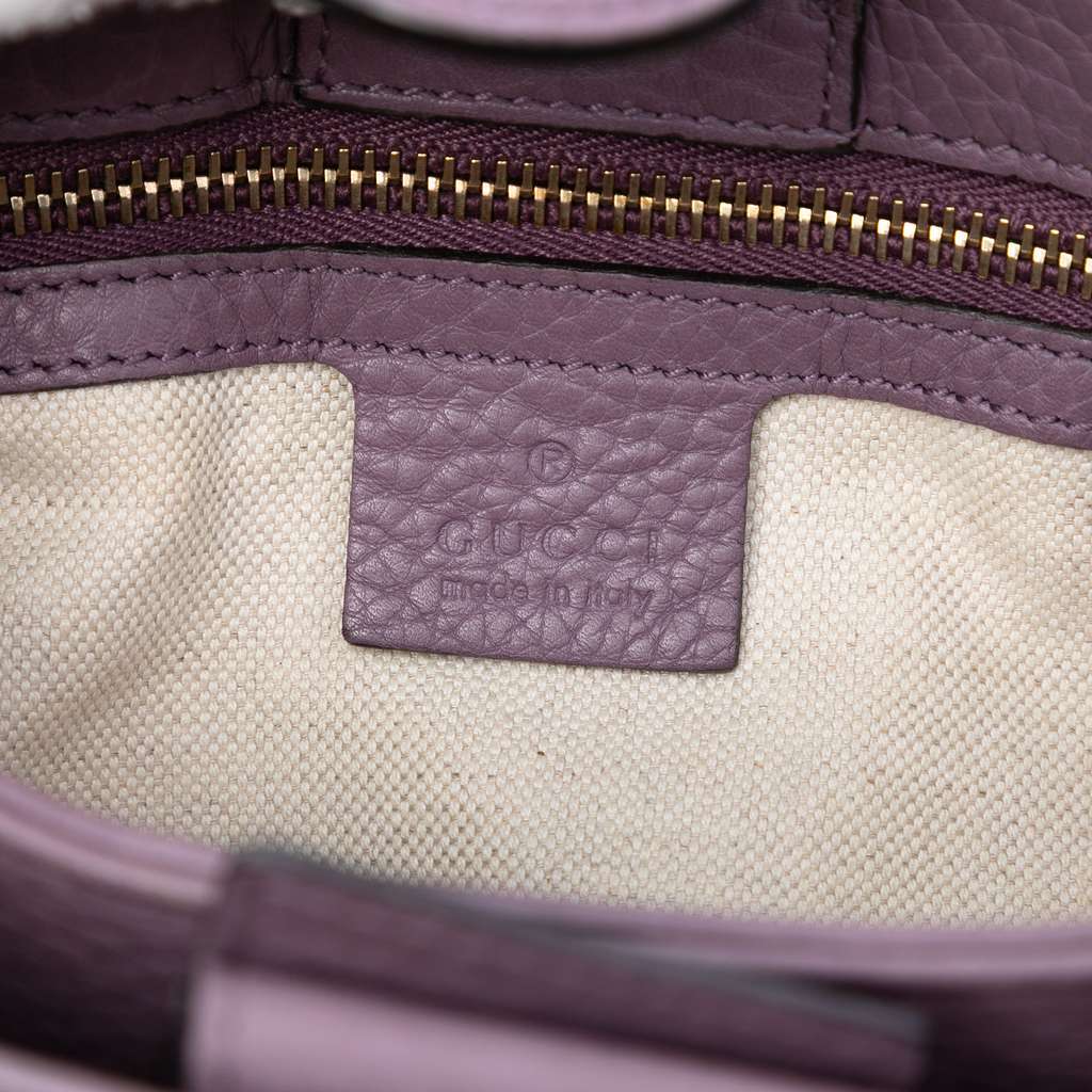 Gucci Small Calfskin Bamboo Shopper Satchel Purple Leather Very good condition - Box View
