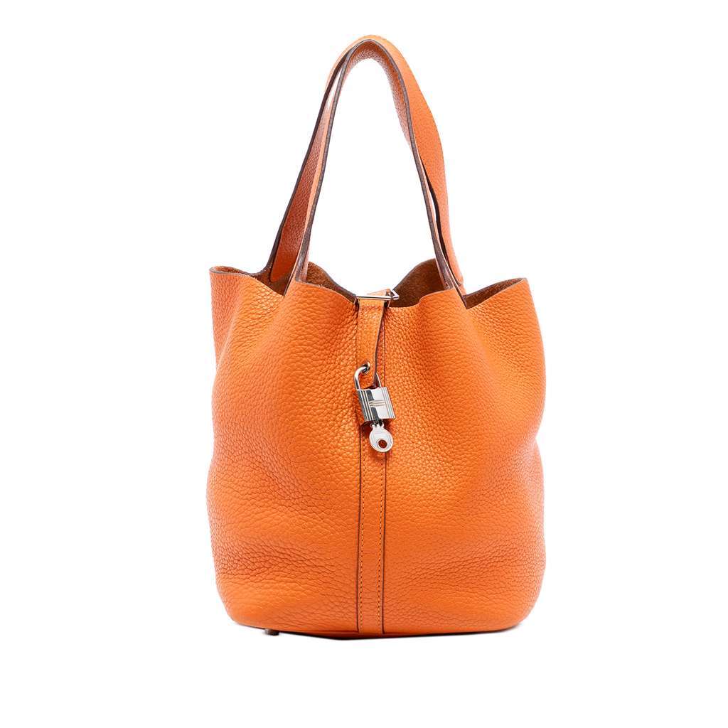 Hermès Clemence Picotin Lock 22 Orange Leather Very good - Front View