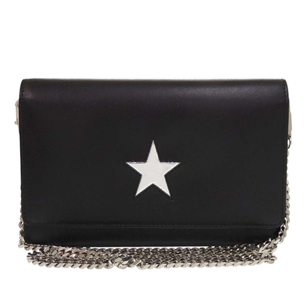 Givenchy Leather Pandora Star Wallet on Chain Black Leather Very good - Front View