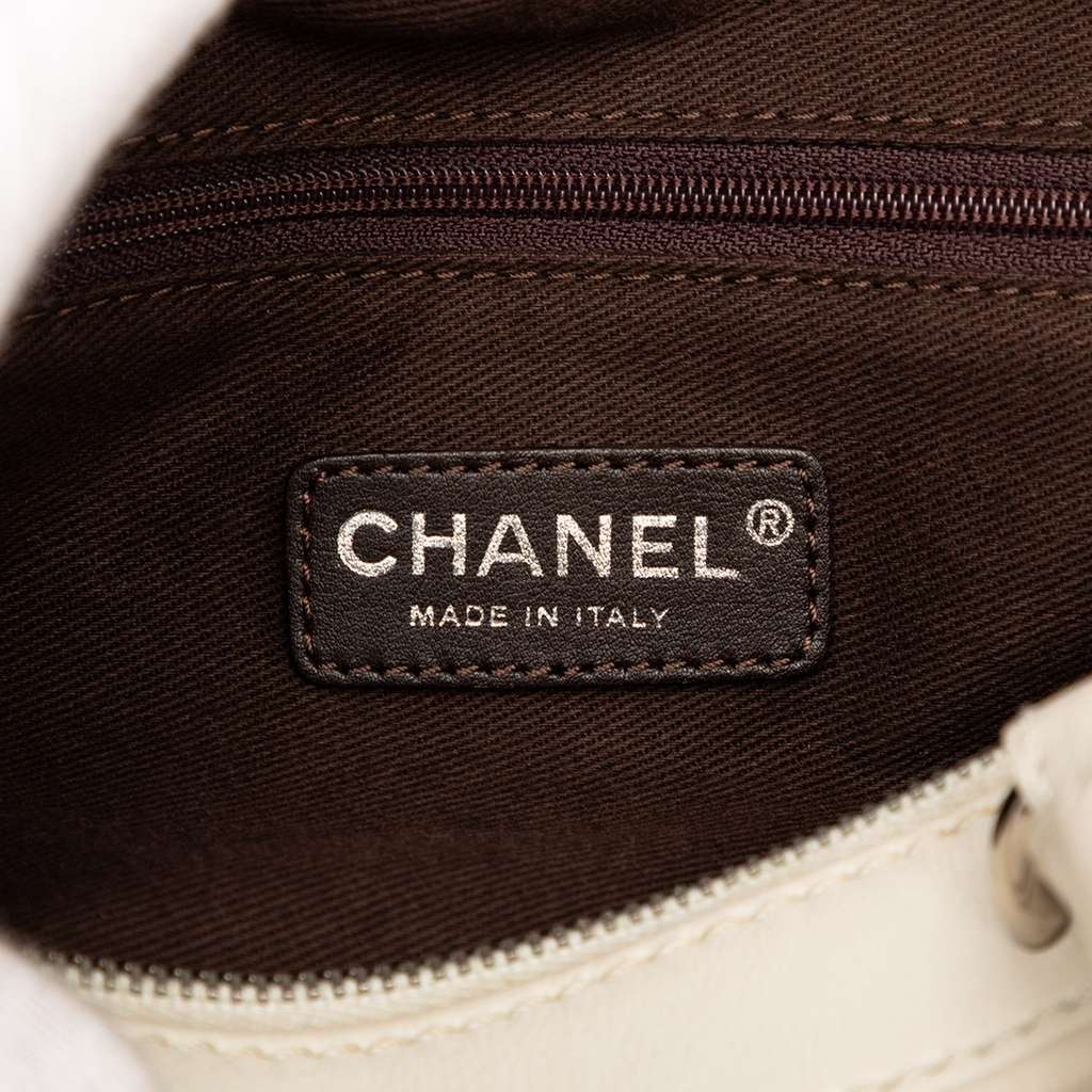 Chanel CC Calfskin Wild Stitch Bowling Bag White Leather Very good condition - Box View