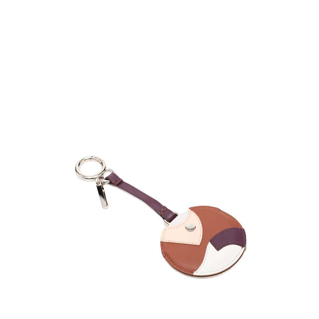 Fendi Silver Plated and Calfskin Compact Mirror Bag Charm Silver Metal Very good - Back View