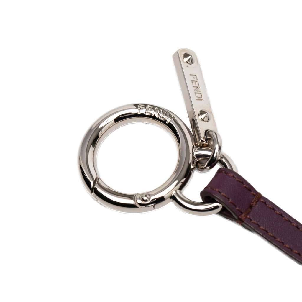 Fendi Silver Plated and Calfskin Compact Mirror Bag Charm Silver Metal Very good - Model View