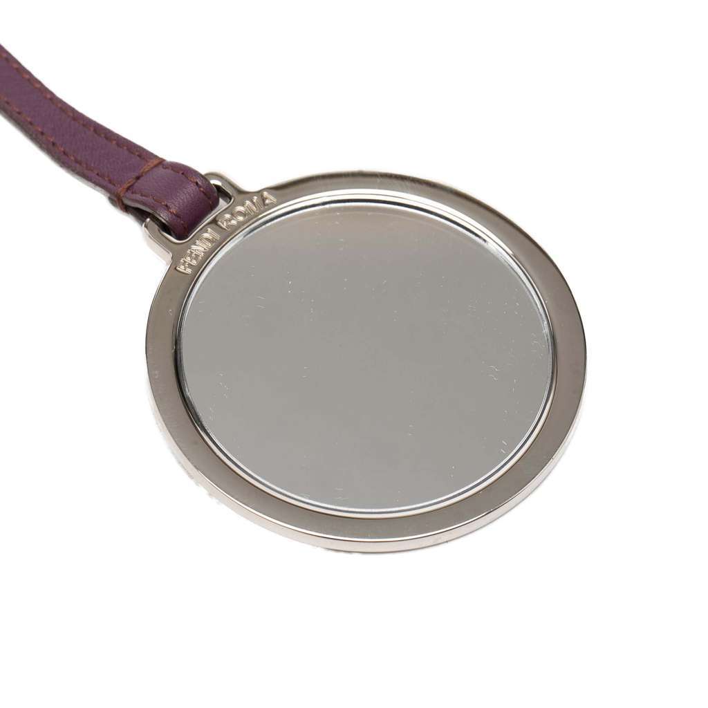 Fendi Silver Plated and Calfskin Compact Mirror Bag Charm Silver Metal Very good - Box View