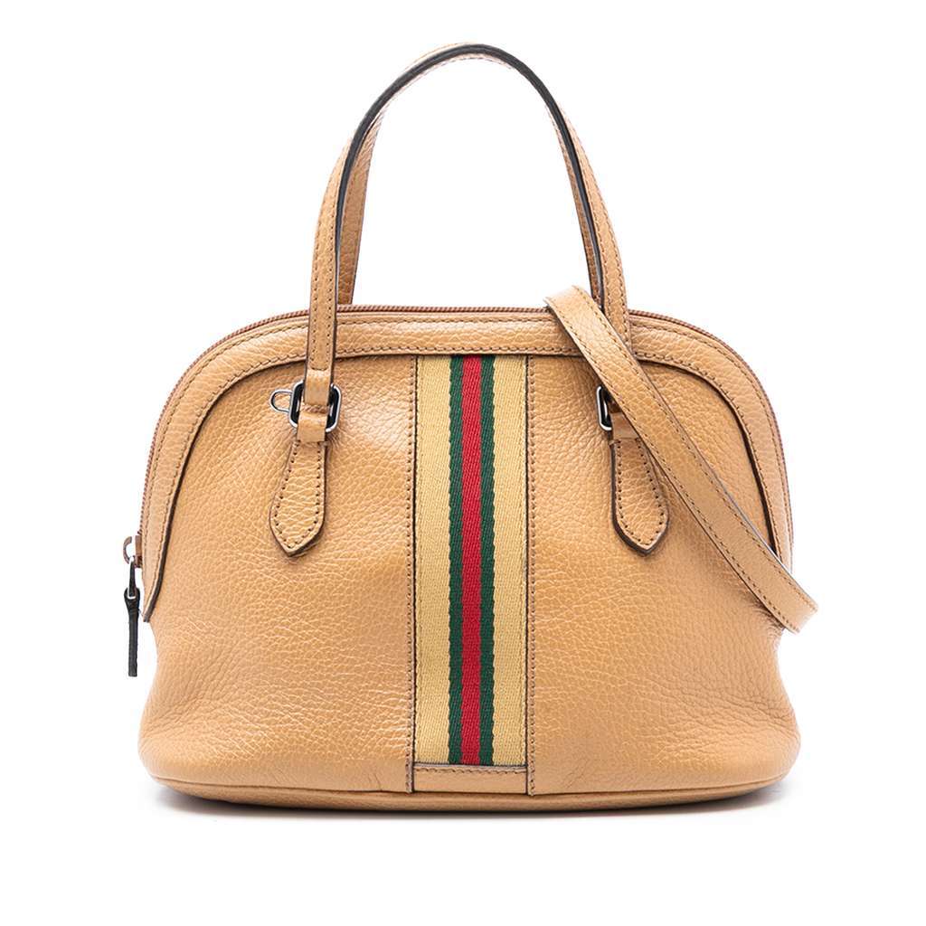 Gucci Mini Leather Web Dome Satchel Brown Leather Very good condition - Front View