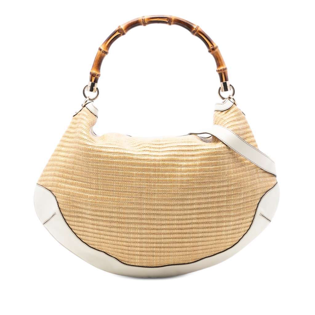 Gucci Raffia Peggy Bamboo Hobo Brown Very good condition - Front View