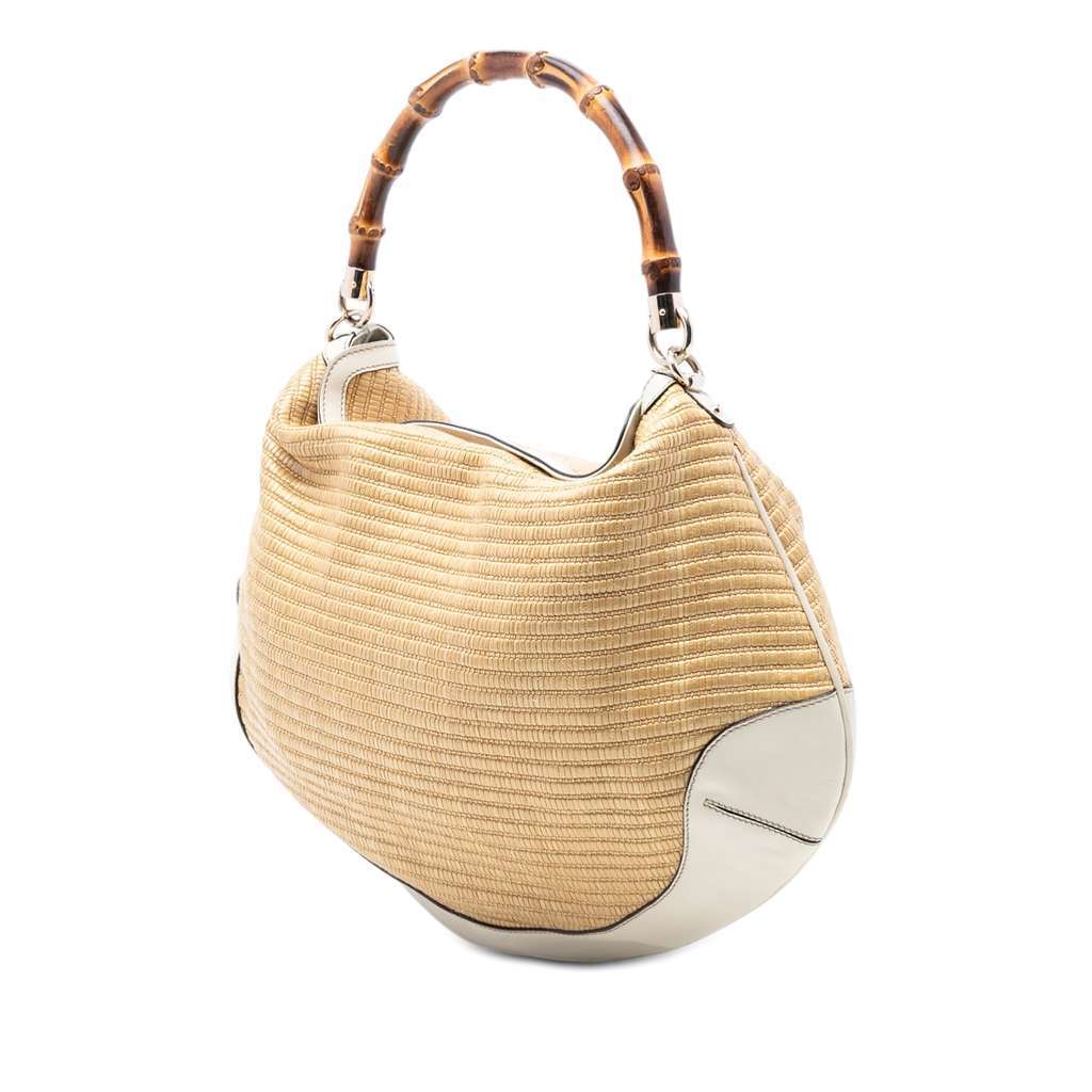 Gucci Raffia Peggy Bamboo Hobo Brown Very good condition - Back View