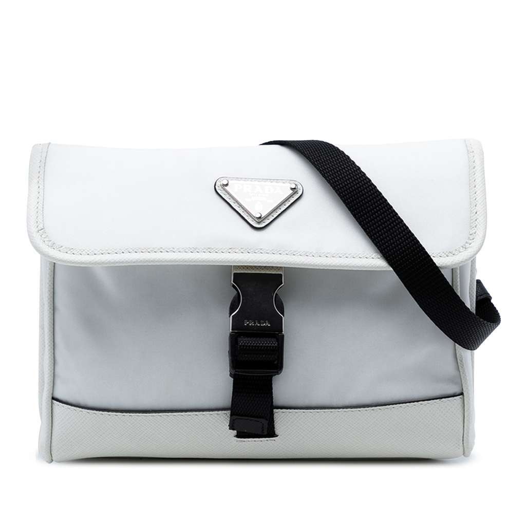 Prada Saffiano Trimmed Re Nylon Smartphone Case White Very good condition - Front View