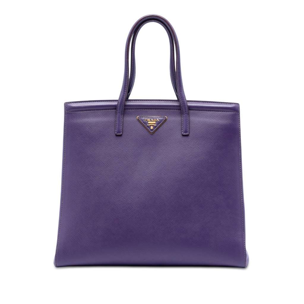 Prada Saffiano Lux Parabole Satchel Purple Leather Very good condition - Front View