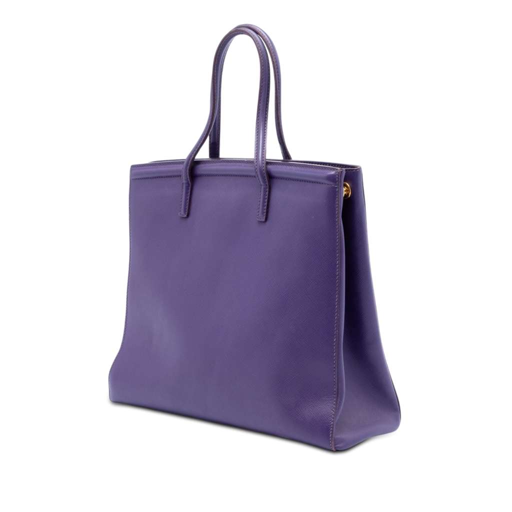 Prada Saffiano Lux Parabole Satchel Purple Leather Very good condition - Back View
